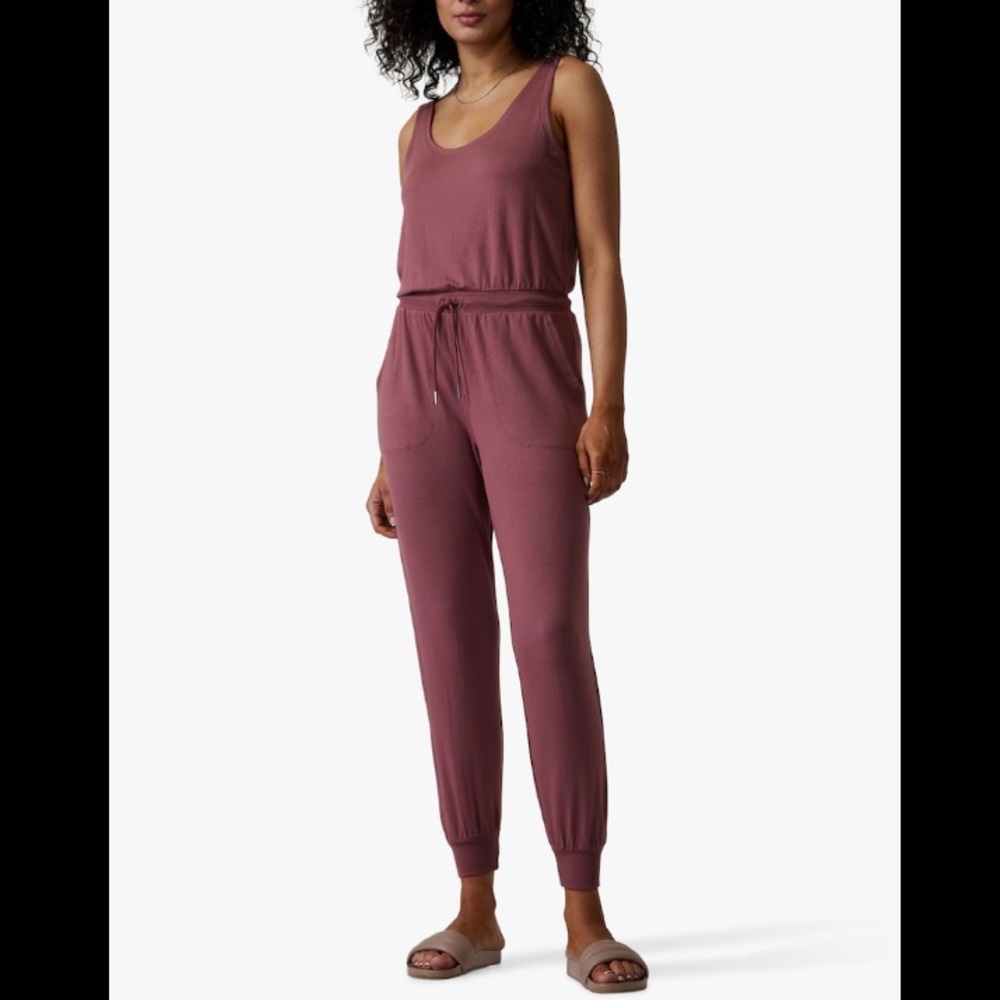 Athleta Womens Pink Sleeveless Drawstring Waist One Piece Jumpsuit Size S